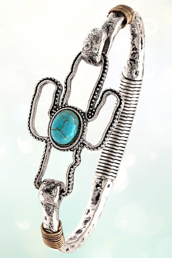 TQ GEM ACCENT CACTUS CUT OUT BANGLE BRACELET