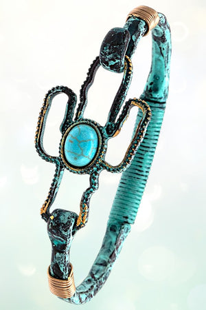 TQ GEM ACCENT CACTUS CUT OUT BANGLE BRACELET
