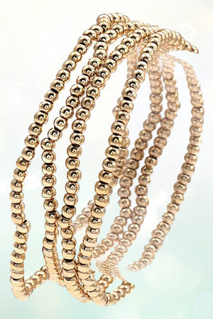 MULTI BALL BEADED 4 STRAND STRETCH BRACELET SET