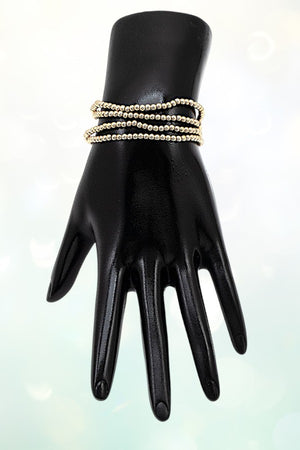 MULTI BALL BEADED 4 STRAND STRETCH BRACELET SET