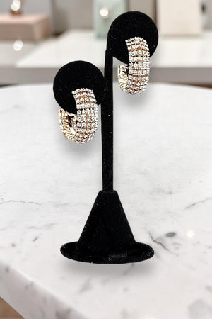 RHINESTONE PAVE MINI HOOP EARRING