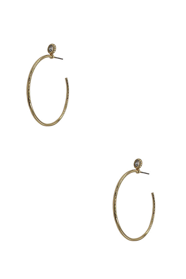 Crystal Gem Accent Semi Hoop Earring