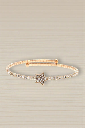 RHINESTONE PAVE STAR ACCENT FLEX BRACELET