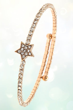 RHINESTONE PAVE STAR ACCENT FLEX BRACELET