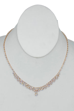 Rhinestone Pave Round Pendant Necklace