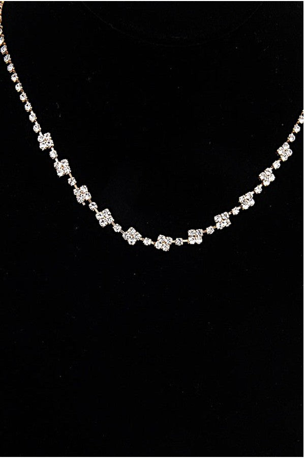 SQUARE GEM LINK RHINESTONE PAVE NECKLACE