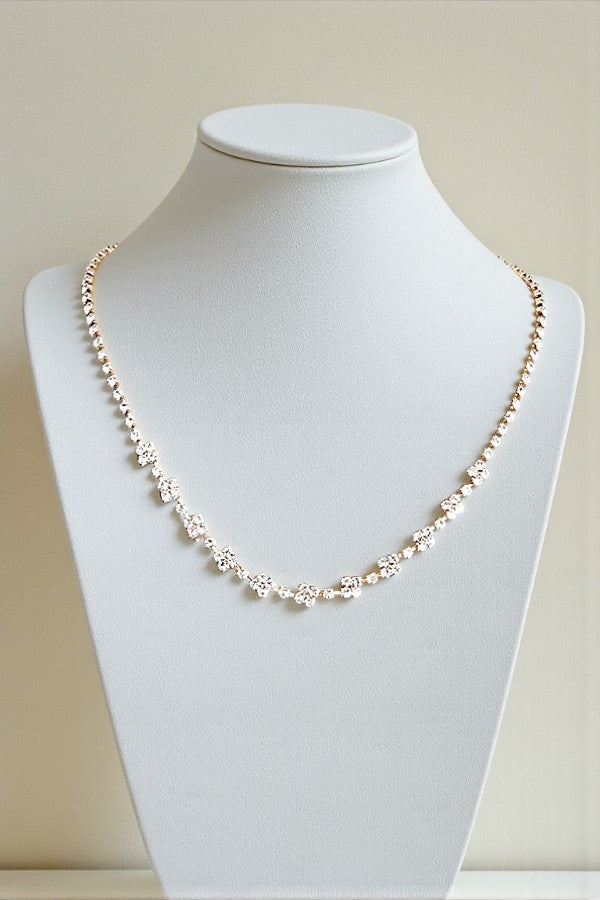 SQUARE GEM LINK RHINESTONE PAVE NECKLACE