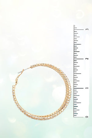 MULTI RHINESTONE PAVE LINK HOOP EARRING