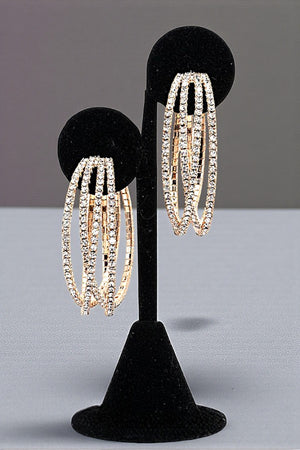 MULTI RHINESTONE PAVE LINK HOOP EARRING
