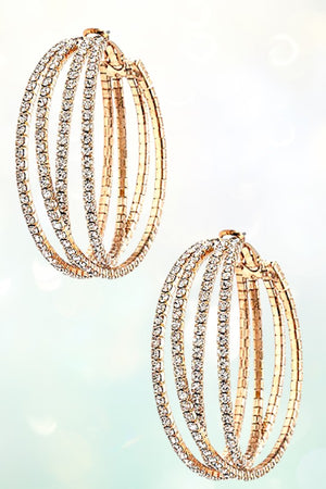 MULTI RHINESTONE PAVE LINK HOOP EARRING