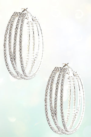 MULTI RHINESTONE PAVE LINK HOOP EARRING