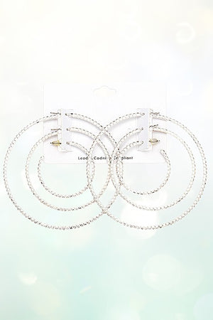 MULTI RHINESTONE PAVE HOOP EARRING SET