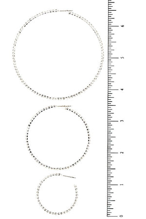 MULTI RHINESTONE PAVE HOOP EARRING SET