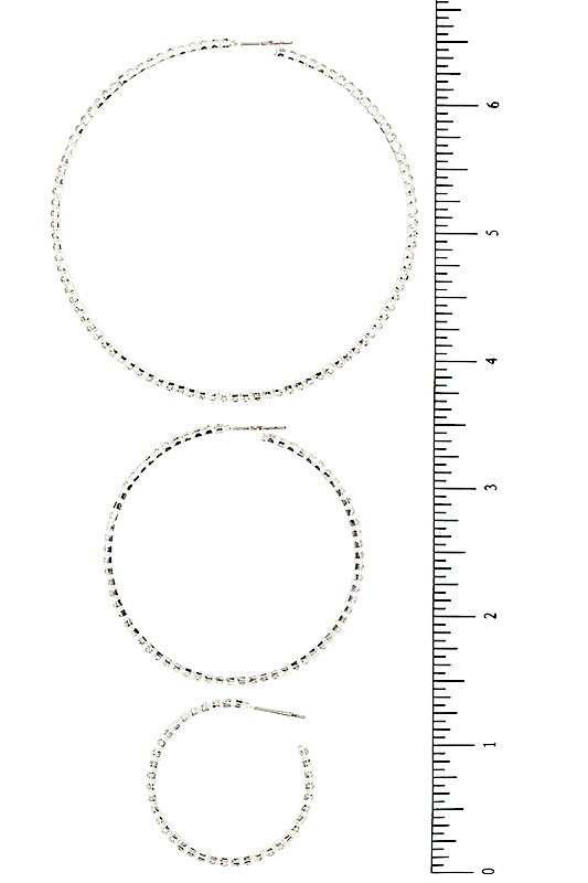 MULTI RHINESTONE PAVE HOOP EARRING SET