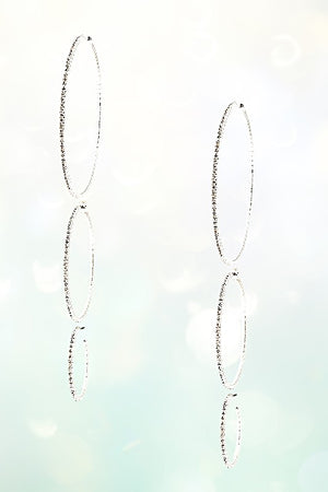 MULTI RHINESTONE PAVE HOOP EARRING SET