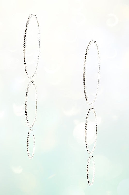 MULTI RHINESTONE PAVE HOOP EARRING SET