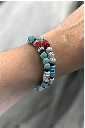 2 STRAND MIX BEADED STRETCH BRACELET SET