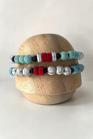 2 STRAND MIX BEADED STRETCH BRACELET SET