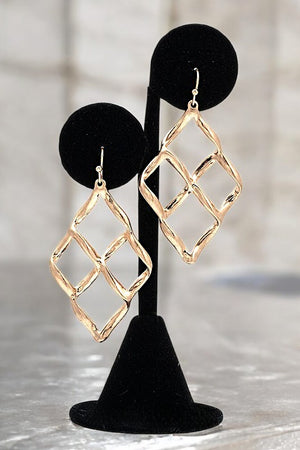 DIAMOND TWIST DROP EARRING