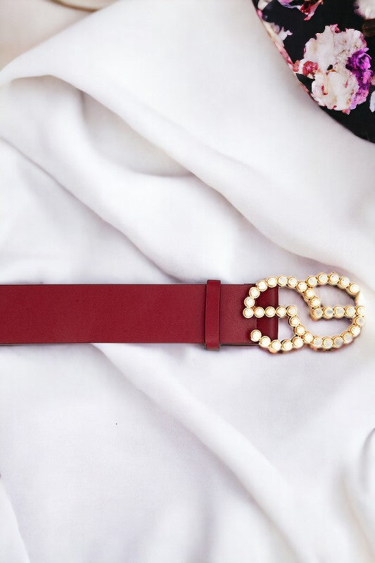 Pearl Accent Buckle Fashion Belt