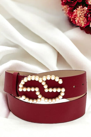 Pearl Accent Buckle Fashion Belt