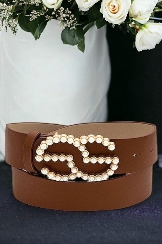 Pearl Accent Buckle Fashion Belt