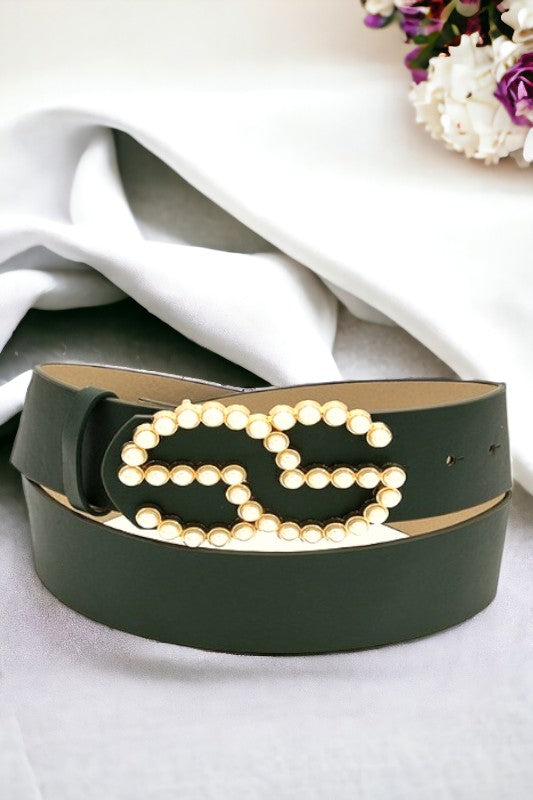 Pearl Accent Buckle Fashion Belt