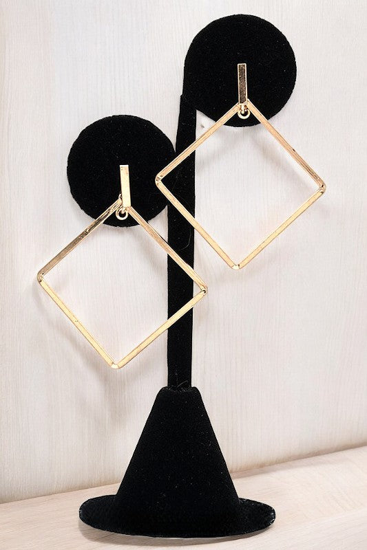 SQUARE RING DROP FASHION EARRING