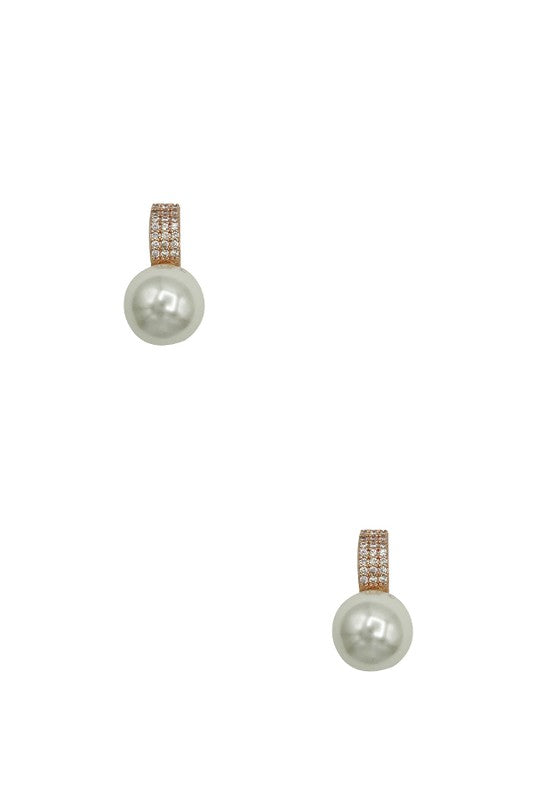 Cubic Zirconia Pearl Drop Post Earring