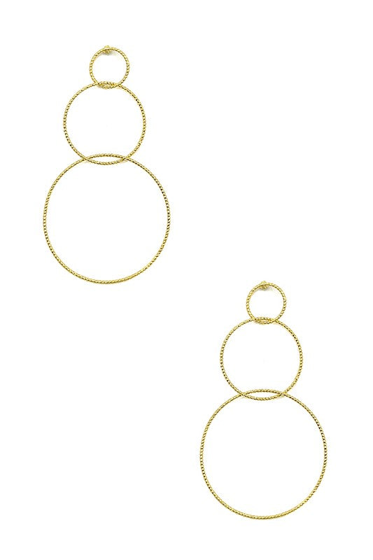 Triple Ring Link Dangle Earring