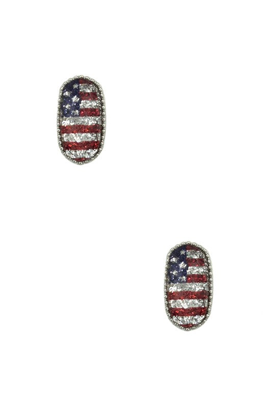 Flag Faceted Oval Post Earring