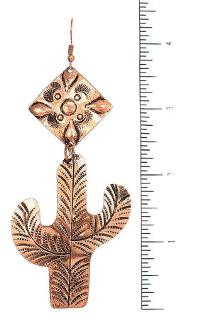 ETCHED DETAIL CACTUS DANGLE EARRING