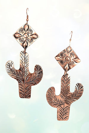 ETCHED DETAIL CACTUS DANGLE EARRING