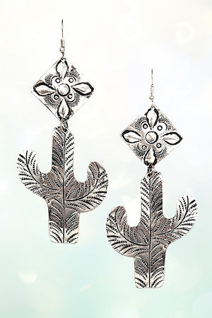 ETCHED DETAIL CACTUS DANGLE EARRING