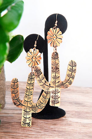 ETCHED CACTUS DROP EARRING