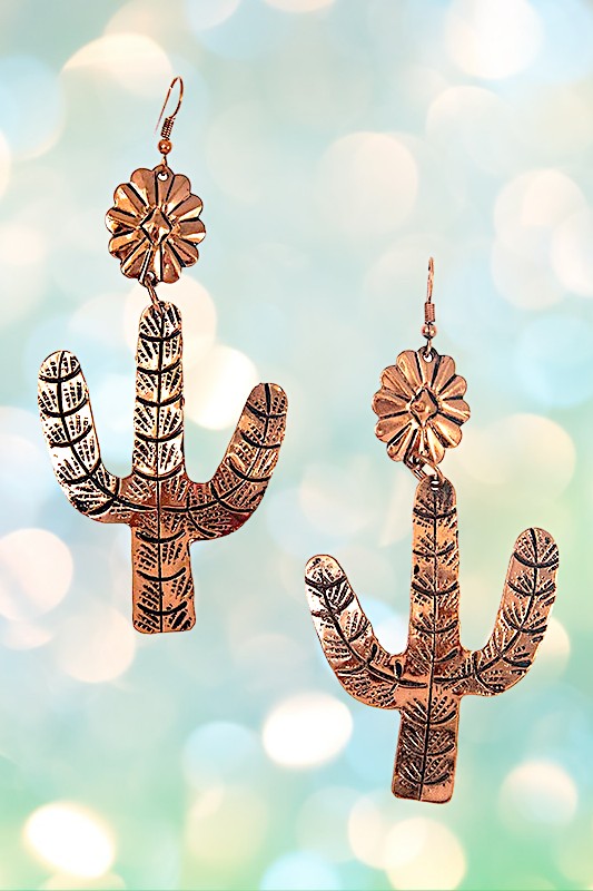 ETCHED CACTUS DROP EARRING