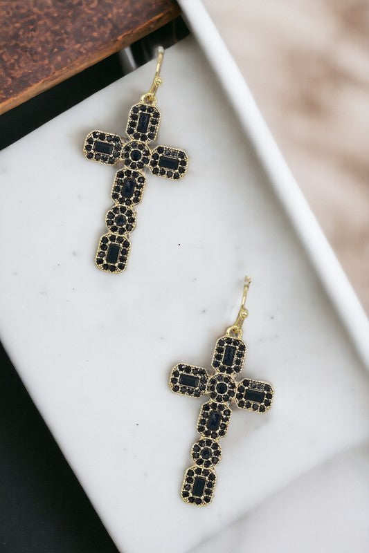 Cross Gem Dangle Earring