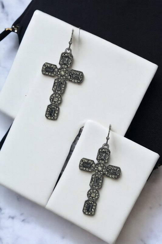 Cross Gem Dangle Earring