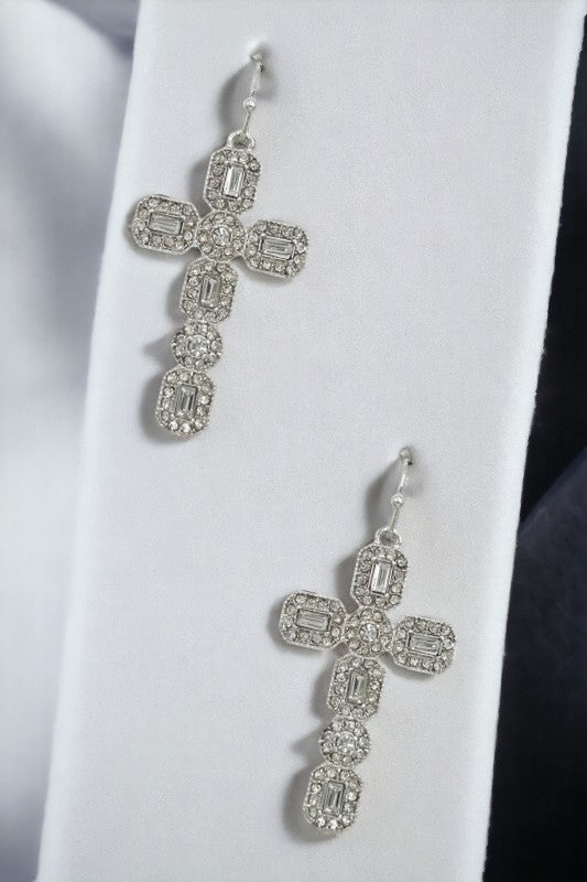 Cross Gem Dangle Earring