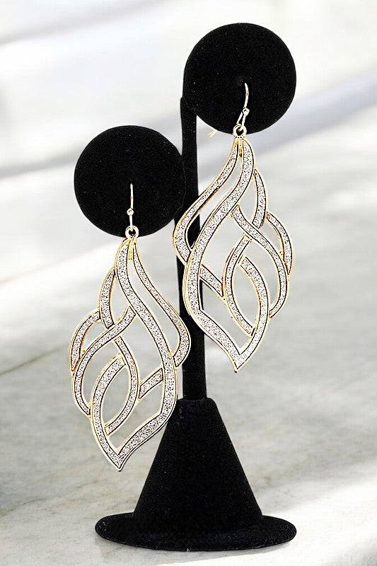 GLITTER ACCENT SWIRL DROP EARRING