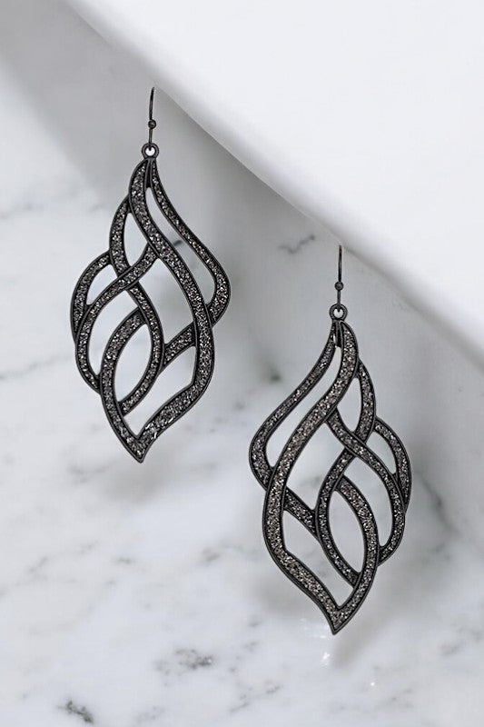 GLITTER ACCENT SWIRL DROP EARRING