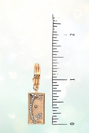 RHINESTONE STAR ACCENT BAR DANGLE SMALL SEMI HOOP EARRING