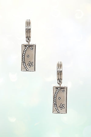 RHINESTONE STAR ACCENT BAR DANGLE SMALL SEMI HOOP EARRING