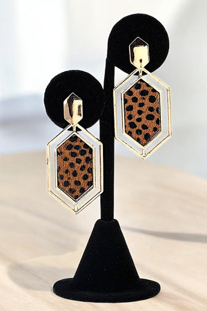 ANIMAL PRINT FRAMED DANGLE EARRING