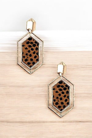 ANIMAL PRINT FRAMED DANGLE EARRING