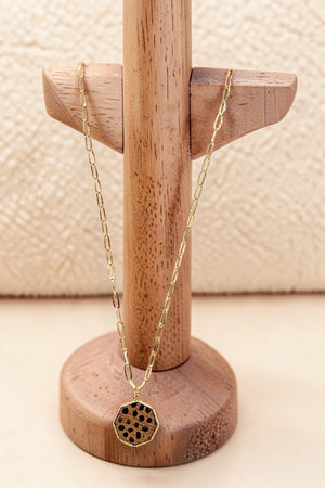 ANIMAL PRINT OCTAGON PENDANT CHAIN NECKLACE