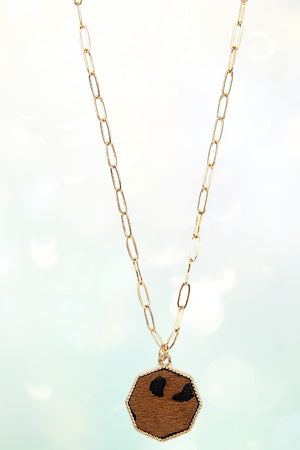 ANIMAL PRINT OCTAGON PENDANT CHAIN NECKLACE