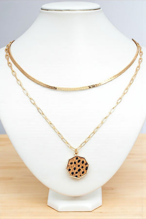 ANIMAL PRINT OCTAGON PENDANT NECKLACE