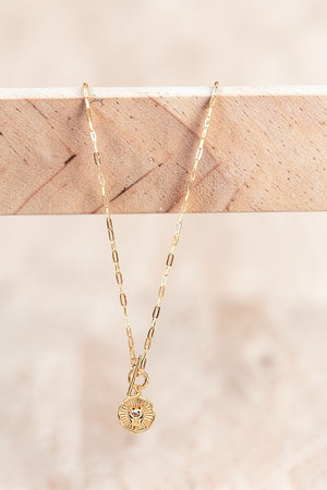 CHEETAH ETCHED ROUND COIN PENDANT NECKLACE