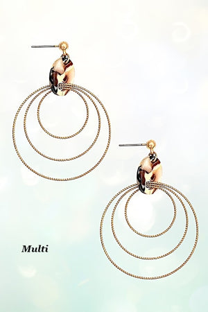 OVAL GEM MULTI RING DROP EARRING